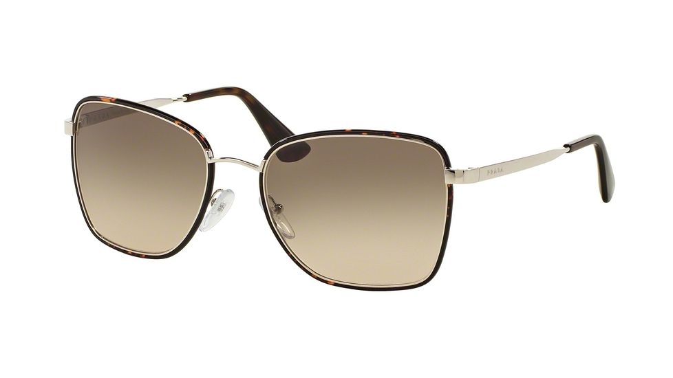 Prada PR52SS Single Vision Prescription Sunglasses PR52SS-2AU3D0-58 - Lens Diameter 58 mm, Frame Color Dark Havana/silver