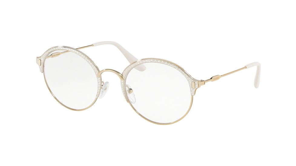 Prada PR54VV Bifocal Prescription Eyeglasses 2711O1-49 - Pale Gold/silver Frame
