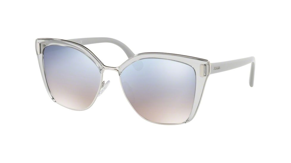 Prada PR56TS Progressive Prescription Sunglasses PR56TS-73E5R0-57 - Lens Diameter 57 mm, Frame Color Transparent Grey/silver