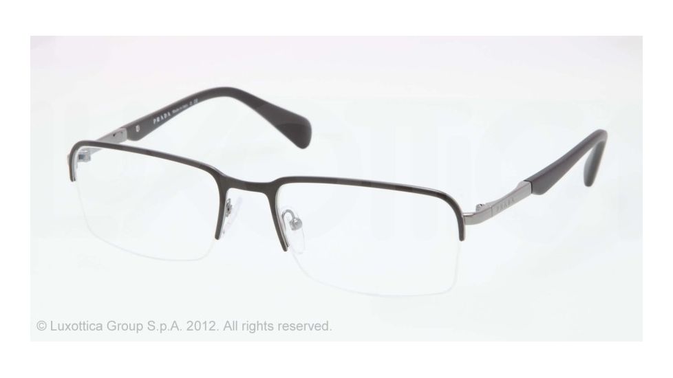 Prada PR59QV Single Vision Prescription Eyeglasses 1BO1O1-55 - Matte Black/gunmetal Frame
