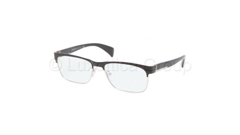 Prada PR61PV Single Vision Prescription Eyeglasses GAQ1O1-5316 - Black / Silver Frame