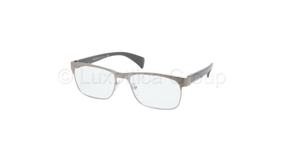 Prada PR61PV Single Vision Prescription Eyeglasses LA71O1-5316 - Brushed Gunmetal Frame, Demo Lens Lenses