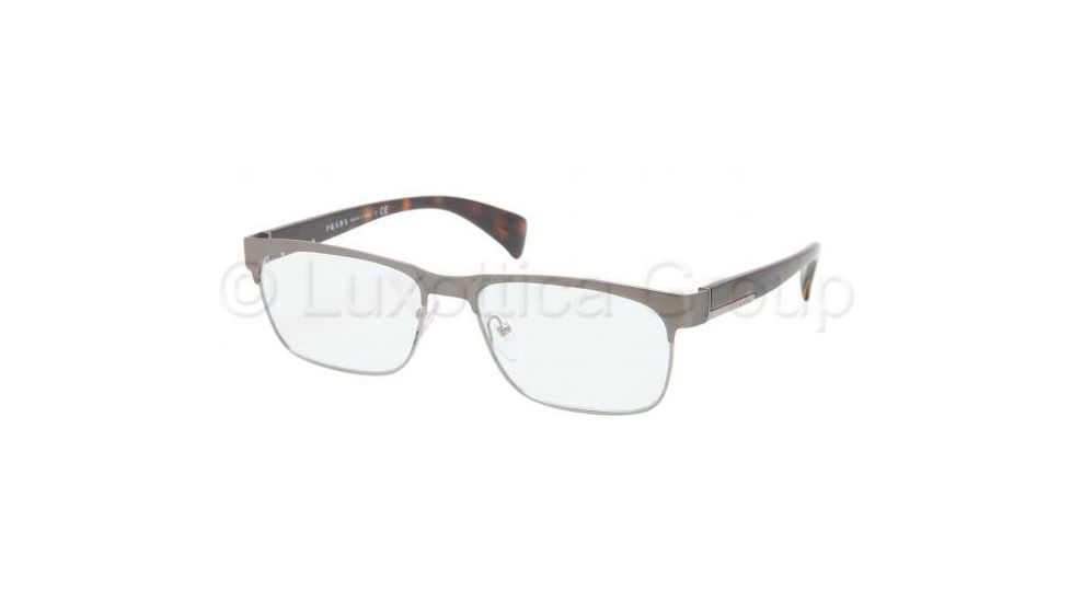 Prada PR61PV Single Vision Prescription Eyeglasses LA81O1-5516 - Matte Gunmetal Frame, Demo Lens Lenses