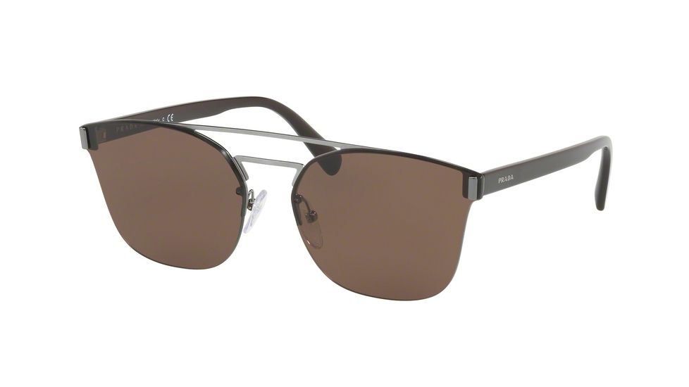 Prada PR67TS Sunglasses 5AV8C1-63 - Gunmetal Frame, Brown Lenses
