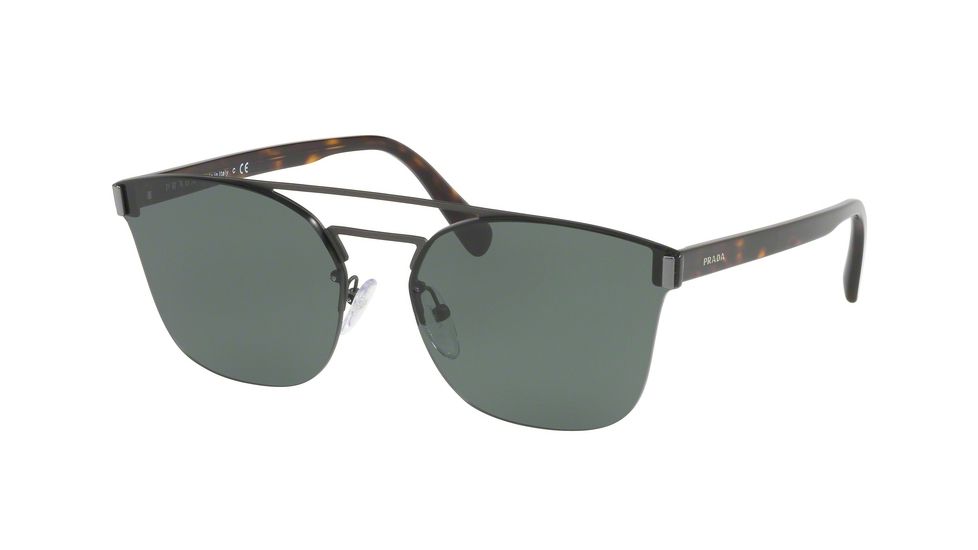 Prada PR67TS Sunglasses VIX3O1-63 - Matte Brown Frame, Green Lenses