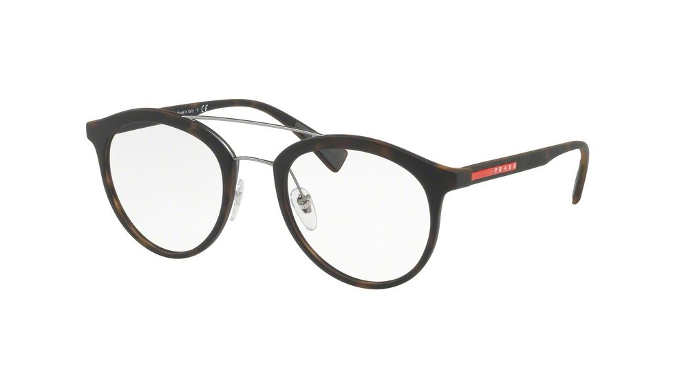 Prada PS01HV Bifocal Prescription Eyeglasses U611O1-50 - Havana Rubber Frame