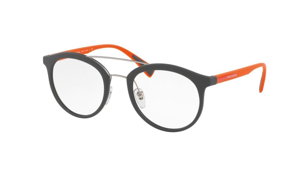 Prada PS01HV Bifocal Prescription Eyeglasses U6X1O1-50 - Grey Rubber Frame