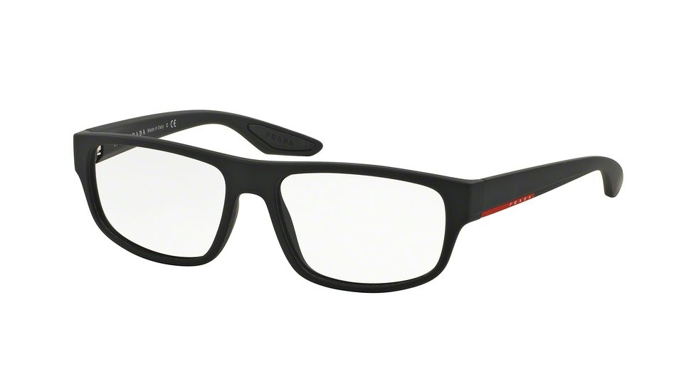 Prada PS03GV Progressive Prescription Eyeglasses DG01O1-55 - Black Rubber Frame