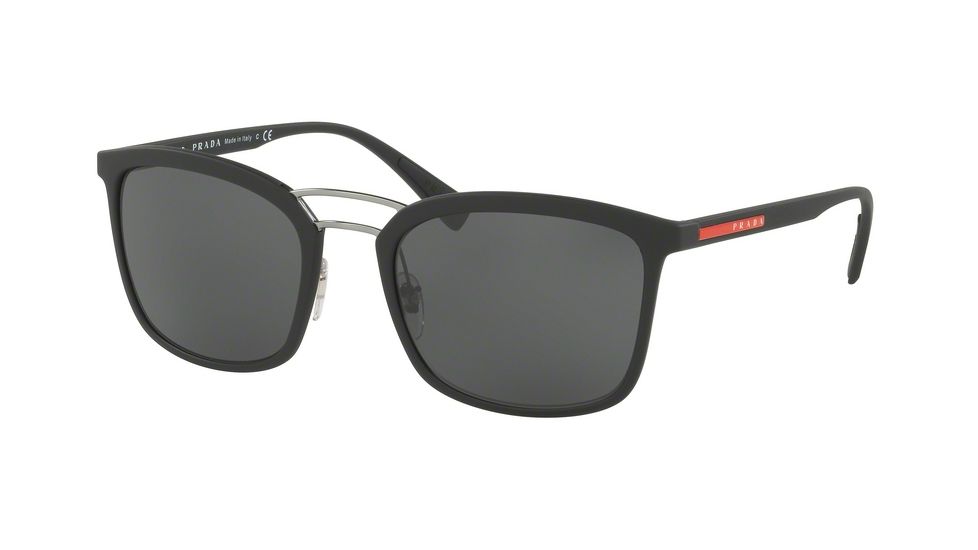 Prada PS03SS Progressive Prescription Sunglasses PS03SS-DG05S0-56 - Lens Diameter 56 mm, Frame Color Black Rubber