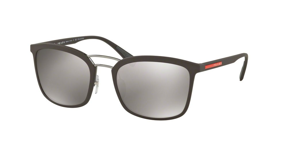 Prada PS03SS Progressive Prescription Sunglasses PS03SS-UB05K0-56 - Lens Diameter 56 mm, Frame Color Brown Rubber