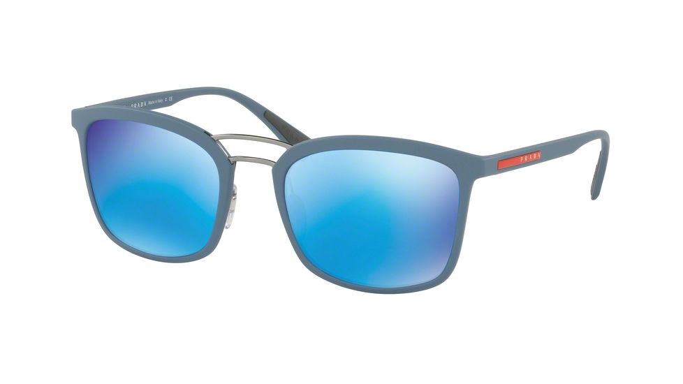 Prada PS03SS Progressive Prescription Sunglasses PS03SS-VHG5M2-56 - Lens Diameter 56 mm, Frame Color Blue Rubber
