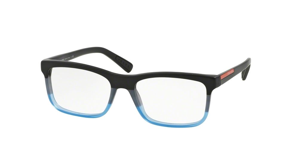 Prada PS05FV Bifocal Prescription Eyeglasses TWT1O1-53 - Black/Grey/Blu Frame