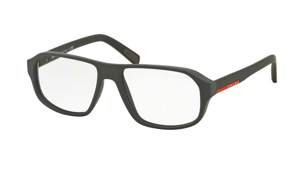 Prada PS05GV Progressive Prescription Eyeglasses TFZ1O1-55 - Grey Rubber Frame