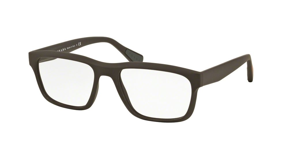 Prada PS07GV Bifocal Prescription Eyeglasses UB01O1-53 - Brown Rubber Frame
