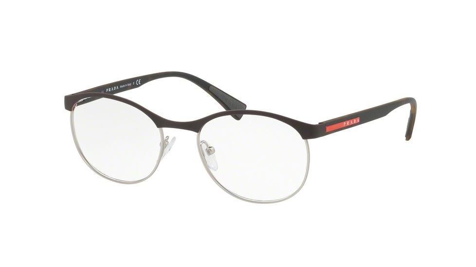 Prada PS50IV Eyeglass Frames VY21O1-51 - Brown Rubber/gunmetal Frame
