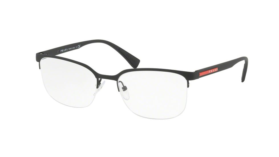 Prada PS51IV Single Vision Prescription Eyeglasses DG01O1-53 - Black Rubber Frame