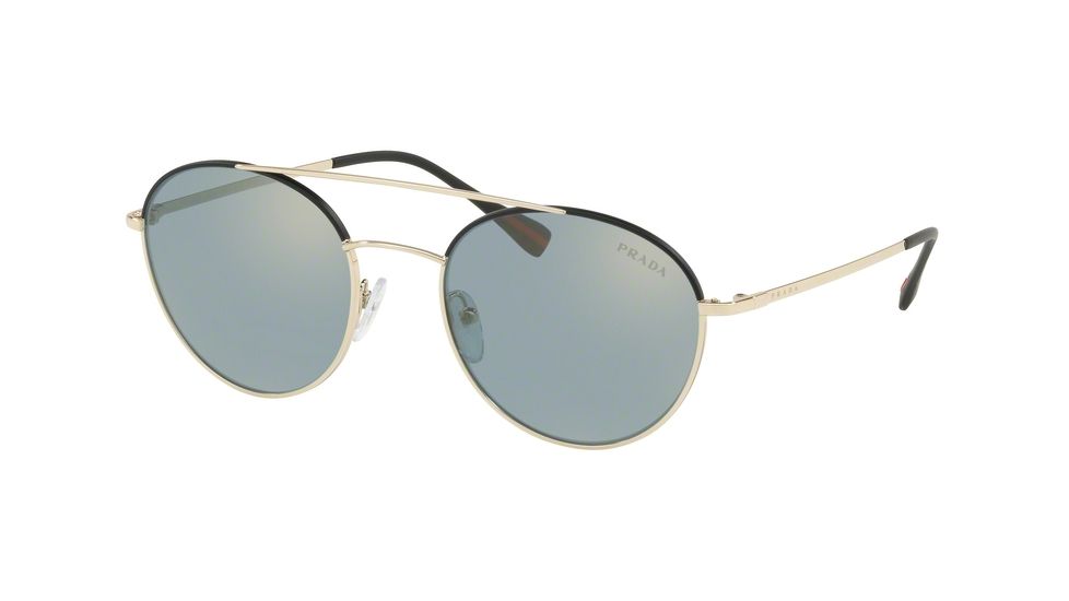 Prada PS51SS Progressive Prescription Sunglasses, 54mm, Pale Gold/Black, PS51SS-AAV298-54-PRO