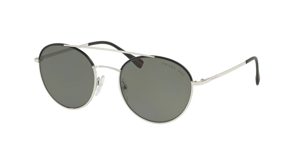 Prada PS51SS Progressive Prescription Sunglasses PS51SS-GAQ5X1-51 - Lens Diameter 51 mm, Frame Color Silver / Black