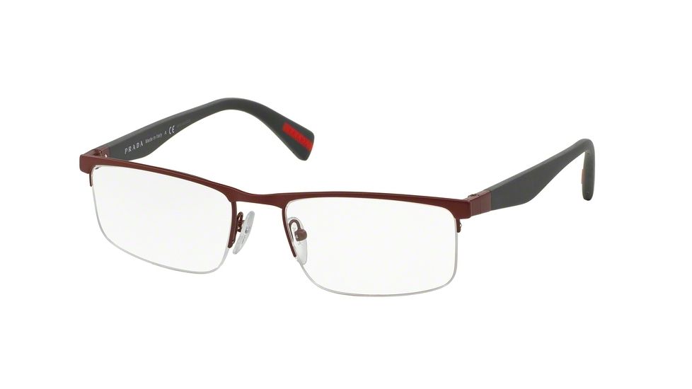 Prada PS52FV Single Vision Prescription Eyeglasses TWM1O1-52 - Bordeaux Rubber Frame