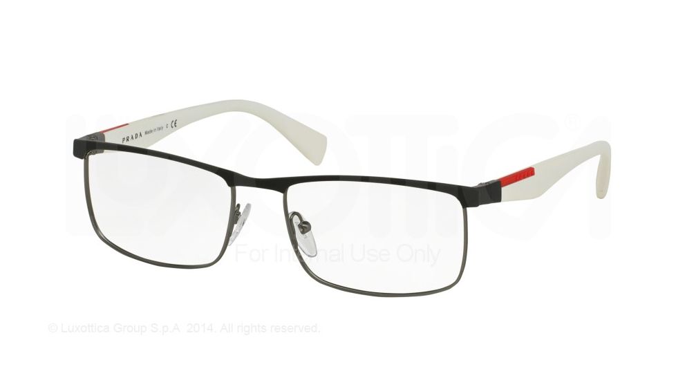 Prada PS54FV Bifocal Prescription Eyeglasses DG11O1-53 - Black Rubber/Gunmetal Rubber Frame