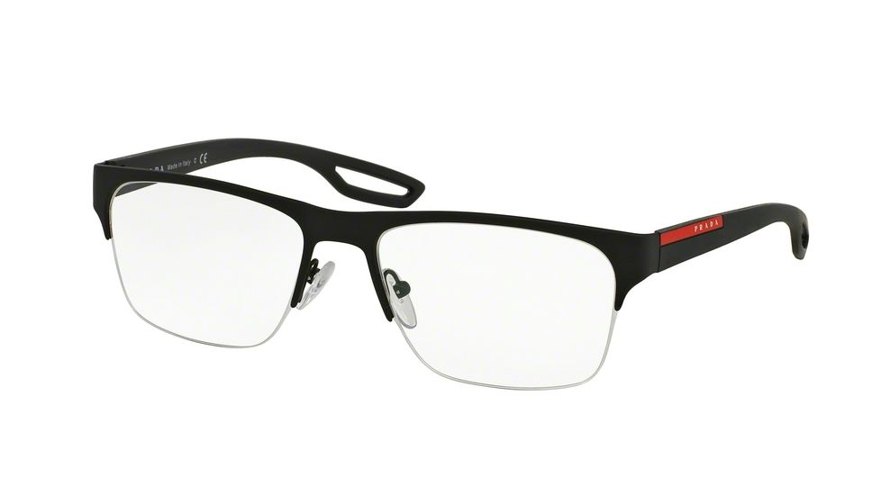 Prada PS55FV Progressive Prescription Eyeglasses DG01O1-56 - Black Rubber Frame