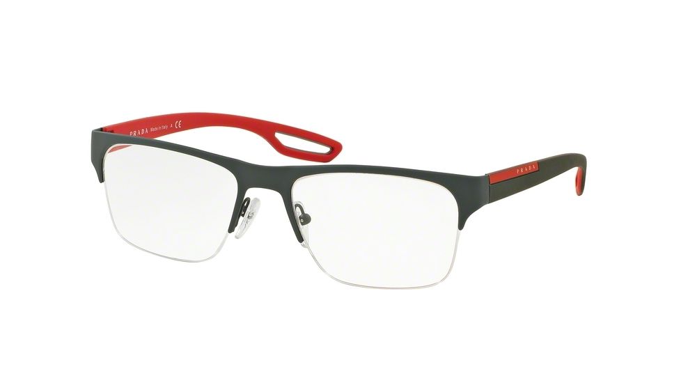 Prada PS55FV Progressive Prescription Eyeglasses UFI1O1-56 - Green Rubber Frame