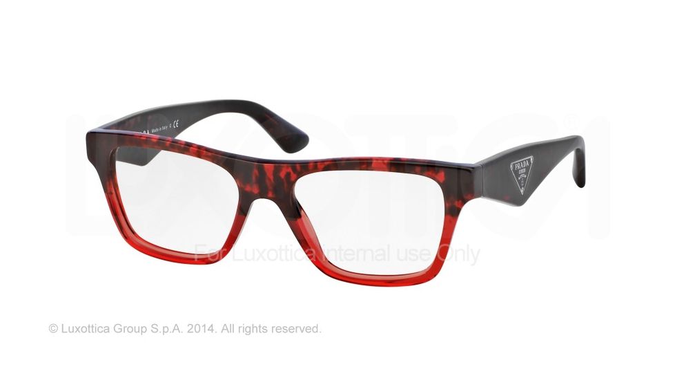 Prada TRIANGLE PR20QV Eyeglass Frames RO01O1-50 - Red Havana Grad Red Frame