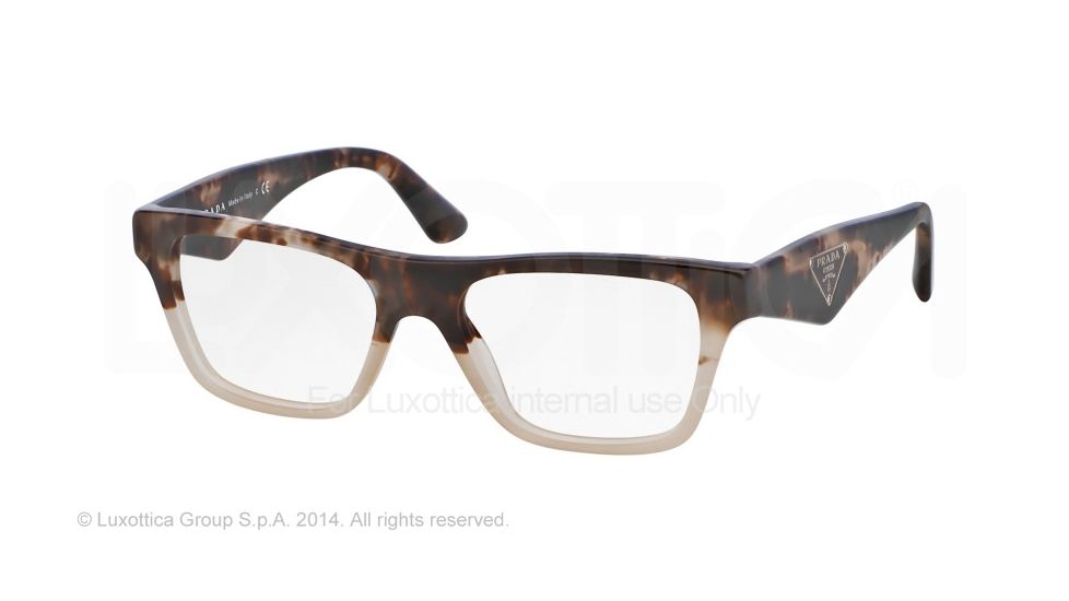 Prada TRIANGLE PR20QV Eyeglass Frames ROZ1O1-50 - Brown Havana Grad Brown Frame