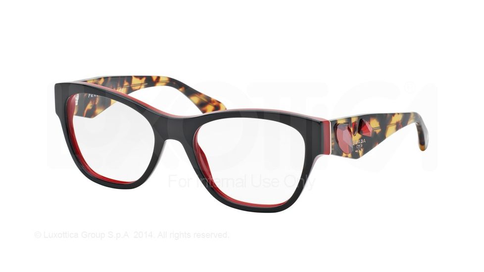Prada VOICE PR07RV Bifocal Prescription Eyeglasses 7I61O1-51 - Top Black/red Frame