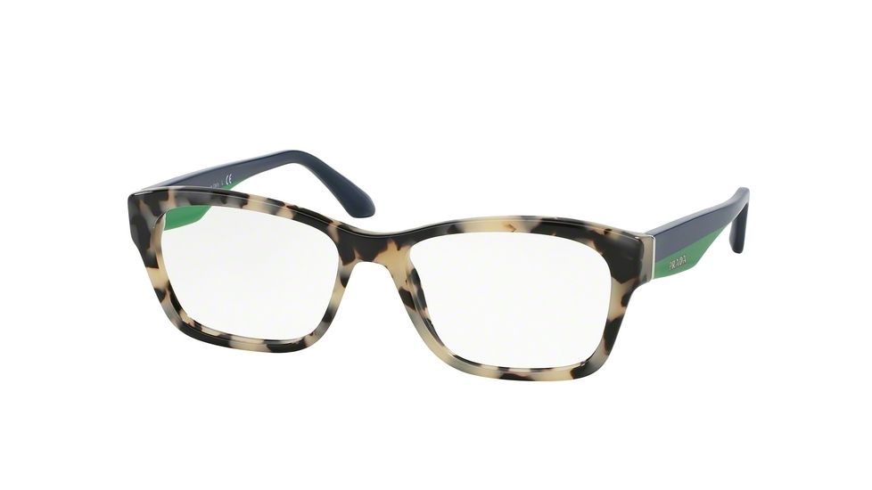 Prada VOICE PR24RV Single Vision Prescription Eyeglasses KAD1O1-52 - White Havana Frame