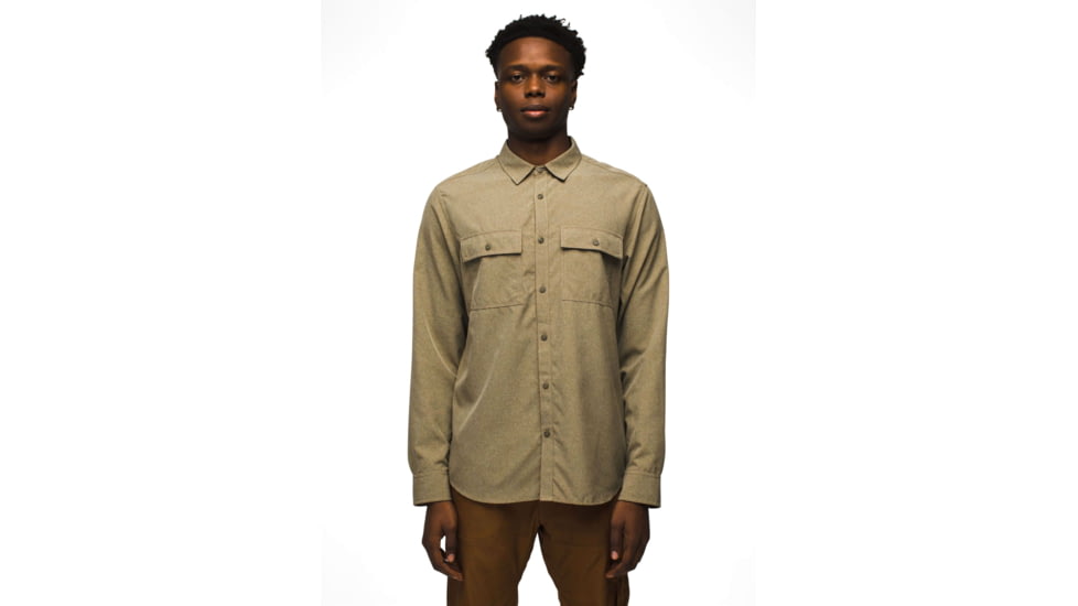 prAna Lost Sol Long Sleeve Shirts - Mens, Peat Heather, S, 1972361-300-SL-S