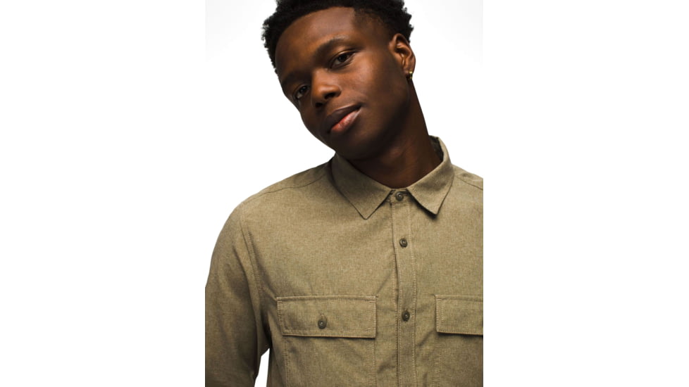 prAna Lost Sol Long Sleeve Shirts - Mens, Peat Heather, S, 1972361-300-SL-S