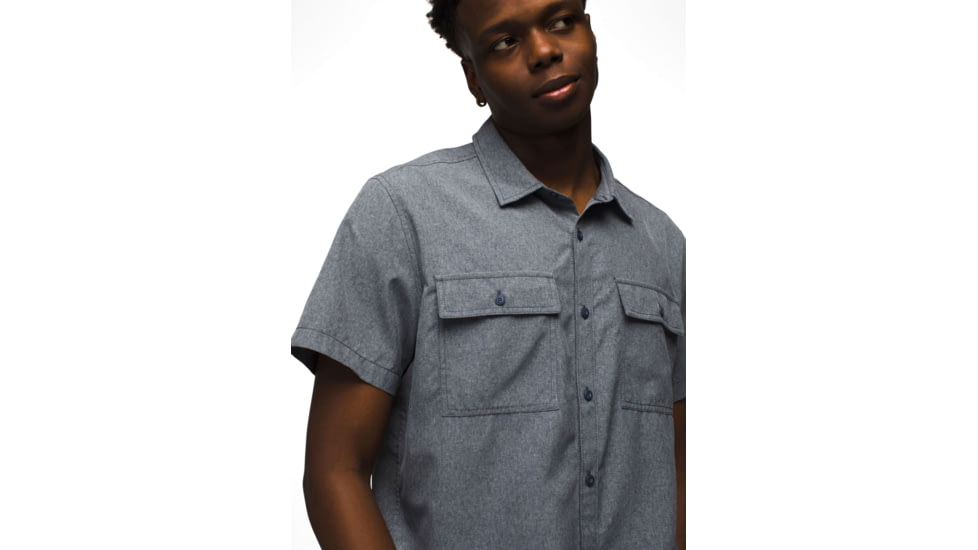 prAna Lost Sol Short Sleeve Shirts - Mens, Nautical Heather, Extra Large, 1972351-400-SL-XL