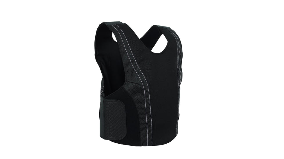 Premier Body Armor Concealable Armor Vest w/ Level IIIA Plate - Womens, Black With Light Purple Stitching, Extra Large, CAV-F-BLACK-XL