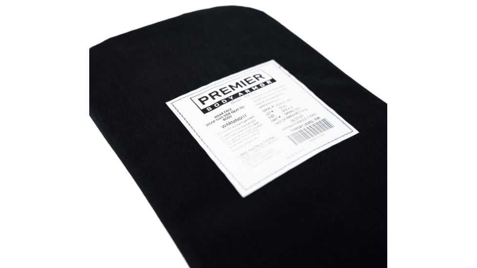 Premier Body Armor Level IIIA Insert, Vertx Long Walk 15 L, Black, 8.75x18in, BPP-9165