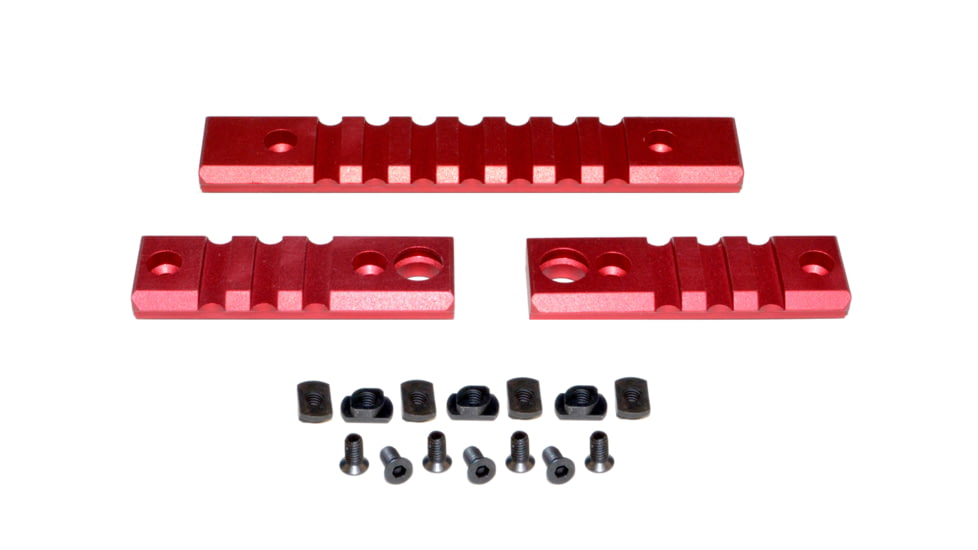 Presma 2 Pcs 3 Slot 1 7 Slot Picatinny Rail Section Kit for M-LOK Style Slots, with Sling Swivel Adapter, Red, RLMLk1-R