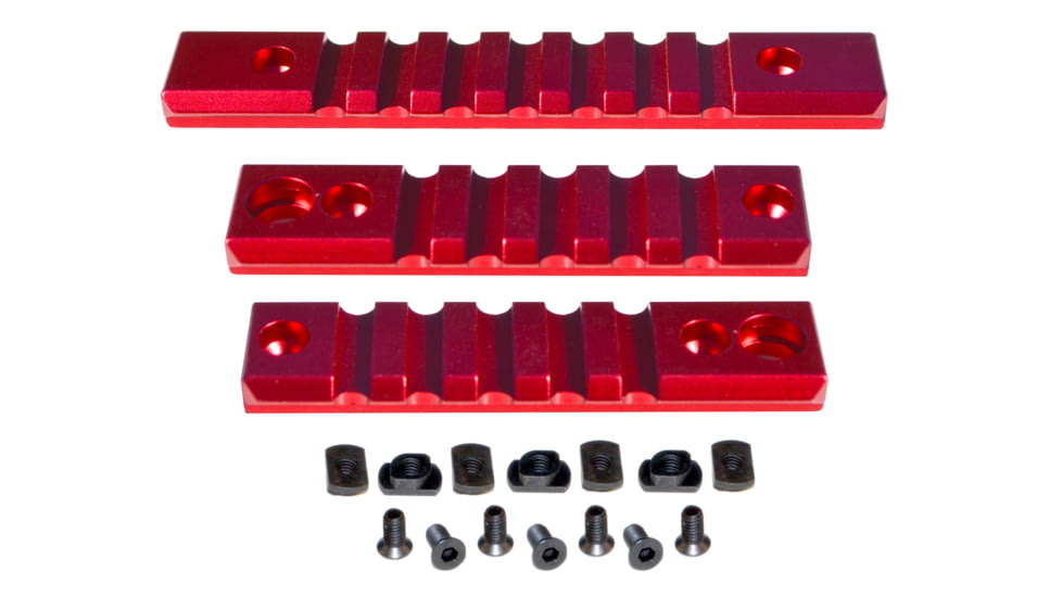 Presma 2 Pcs 5 Slot 1 7 Slot Picatinny Rail Section Kit for M-LOK Style Slots, with Sling Swivel Adapter, Red, RLMLK2-R