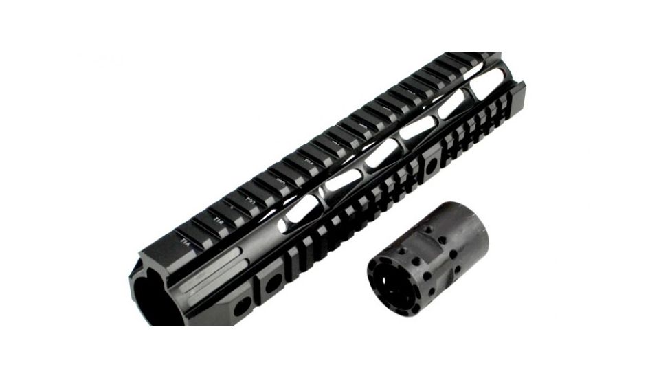 Presma Kangaroo Series AR Style Free Float Handguard Quad Rail Mount, Black, 10 in PRKA021