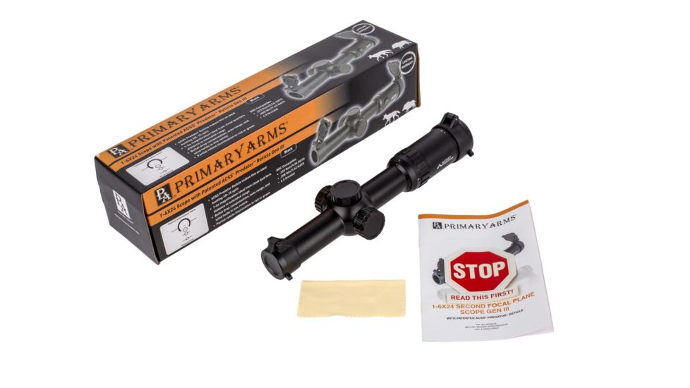 Primary Arms 1-6X24mm Second Focal Plane Rifle Scope Generation III - Illuminated ACSS Predator Hunting Reticle, Black, 1-6X24 mm, PA1-6X24SFP-ACSS-PREDATOR