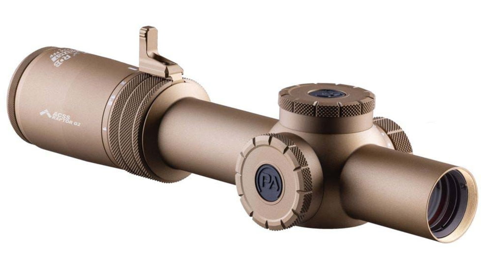 Primary Arms Compact PLxC 1-8x24mm RDB LPVO 30mm Tube Rifle Scope, First Focal Plane, ACSS Raptor 5.56/.308 Yard G2 Reticle, FDE, PA-PLXC-1-8X24F-RDB-RAPTOR-5.56Y-G2-FDE