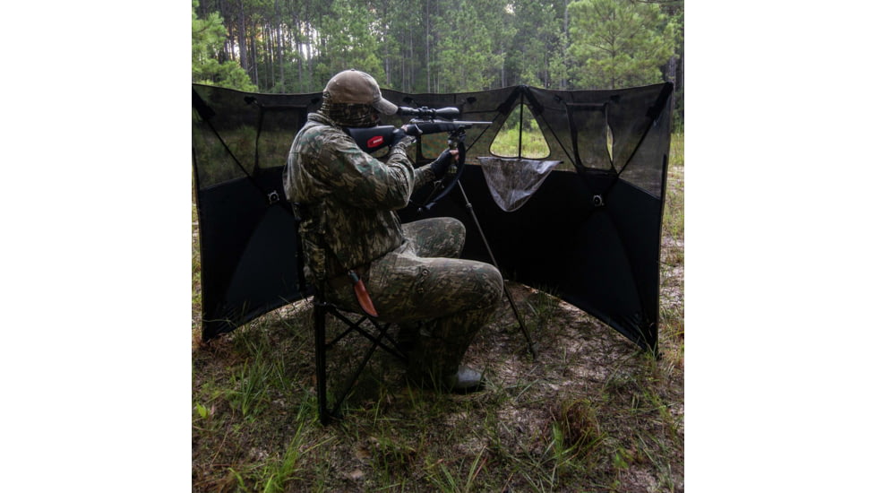 Primos Hunting Double Bull 3-Panel Stakeout with SurroundView Hunting Blind, Mossy Oak New Bottomland, 65165