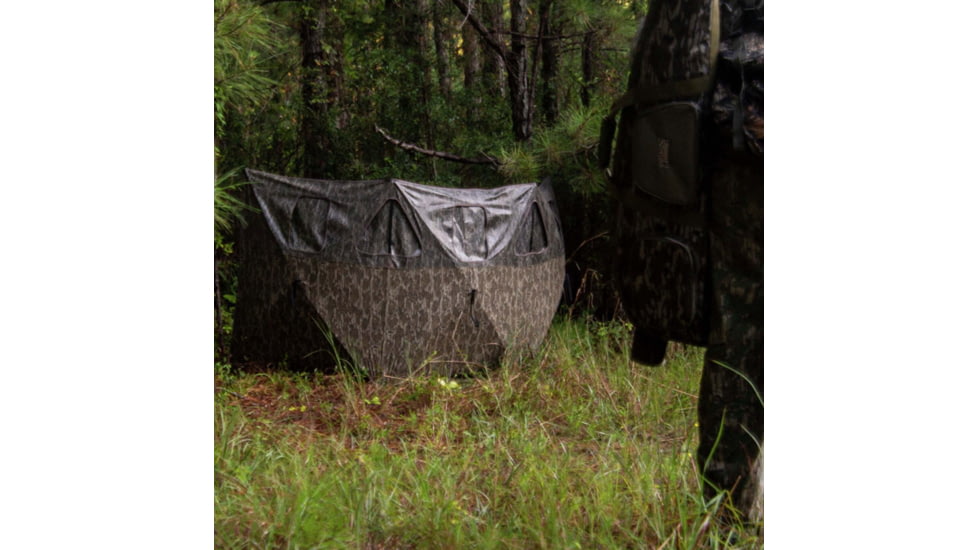 Primos Hunting Double Bull 3-Panel Stakeout with SurroundView Hunting Blind, Mossy Oak New Bottomland, 65165