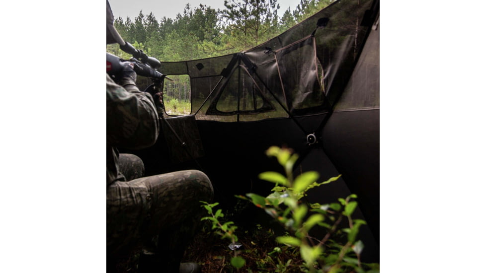 Primos Hunting Double Bull 3-Panel Stakeout with SurroundView Hunting Blind, Mossy Oak New Bottomland, 65165