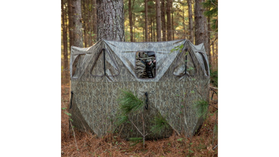 Primos Hunting Double Bull 3-Panel Stakeout with SurroundView Hunting Blind, Mossy Oak New Bottomland, 65165