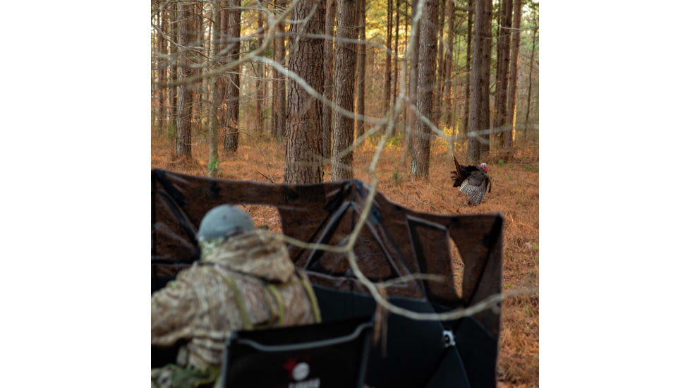 Primos Hunting Double Bull 3-Panel Stakeout with SurroundView Hunting Blind, Mossy Oak New Bottomland, 65165