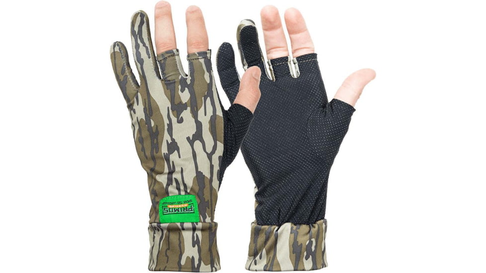 Primos Hunting Stretch Fingerless Gloves, Mossy Oak Bottomland, One Size, PS6681