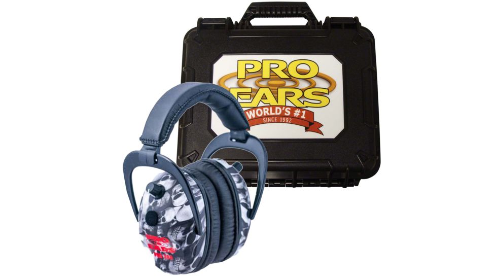 Pro-Ears Pro 300 Wind Abatement Hearing Protection NRR 26dB Headset, Skulls P300SK w/FREE Pro-Ears Hard Case