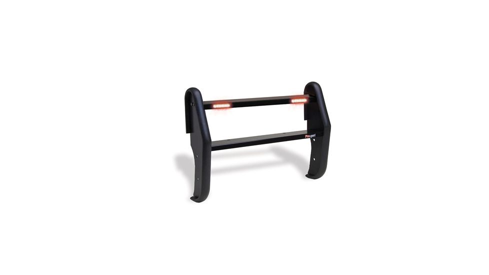 Pro-Gard Industries Black Powder Coated Steel, Standard Push Bumper W/ Intergrated, Two Head, All Blue Led Ions - PB52I06ION2B