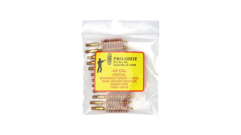 Pro-Shot Brass Core-Bronze Bristle Rifle Length Bore Brush .45 Caliber