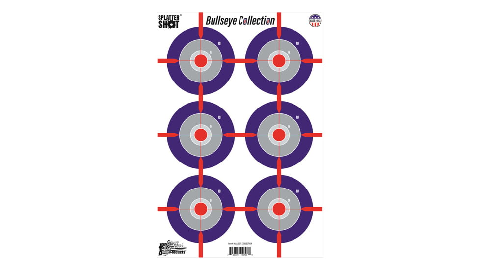 Pro-Shot Splatter Shot Multi-Bullseye Heavy Tag Target Paper, 8 Pack, 12 x 18in, SPLTR-MB-8PK